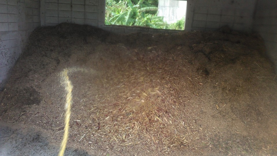 Applying Activated EM・1 to wood chips once　every 10 days