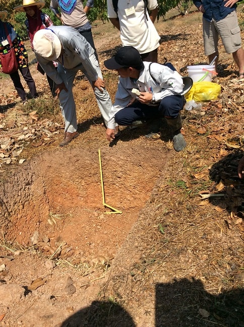 Bottom soil layer is hard and bad for drain while upper layer (EM treated) is soft and is good to drain