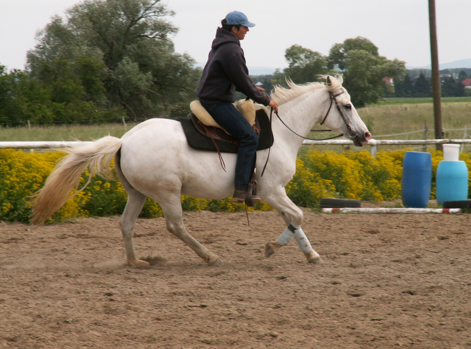 Tanja riding her mare